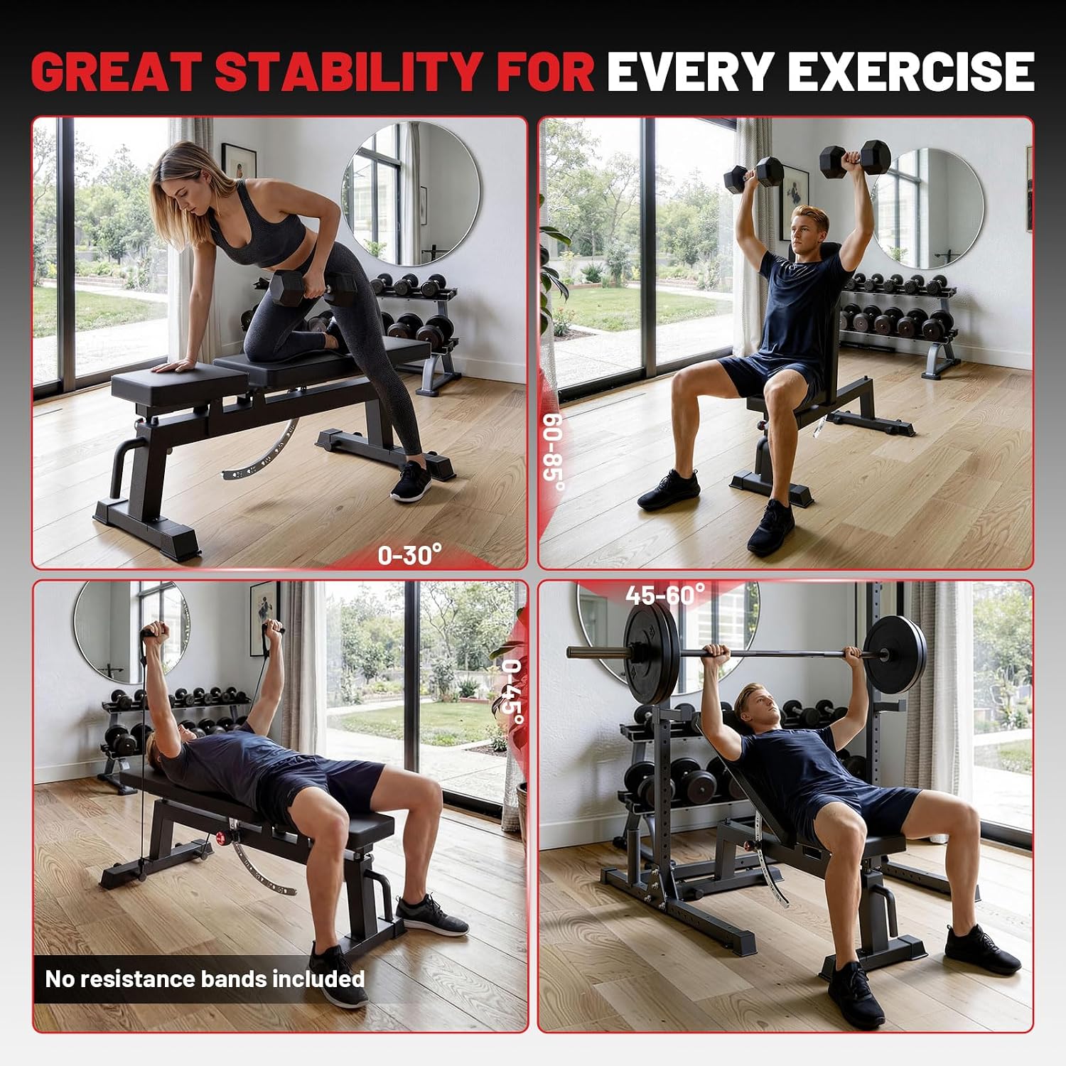 PAPABABE Adjustable Weight Bench with Weight Set, Heavy-Duty Workout Bench with Two-Way Angle Adjustment, Comfortable Extended & Easy-to-Clean Backrest, Transport Wheels & Easy Mobility for Home Gym
