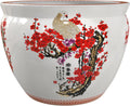 Red Lantern 16' Cherry Blossom Porcelain Fishbowl Planter