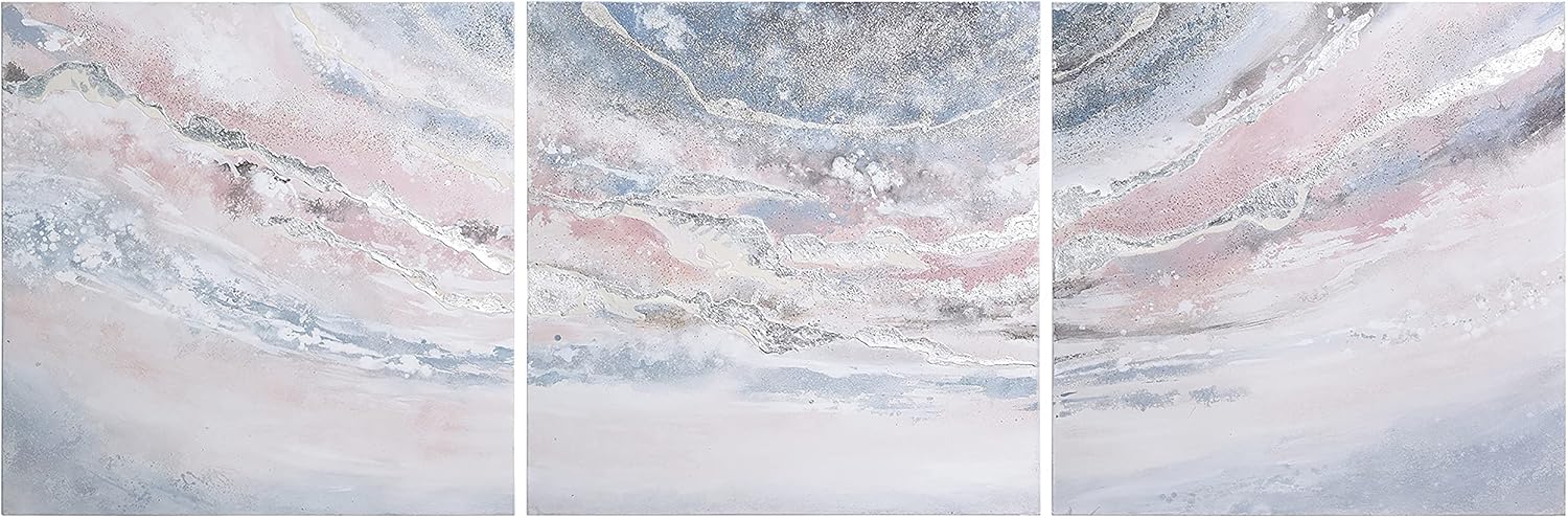 Empire Art Direct Abstract Wall Art Textured Hand Painted Canvas by Martin Edwards, Triptych, 32' x 32' each, Heavens 1