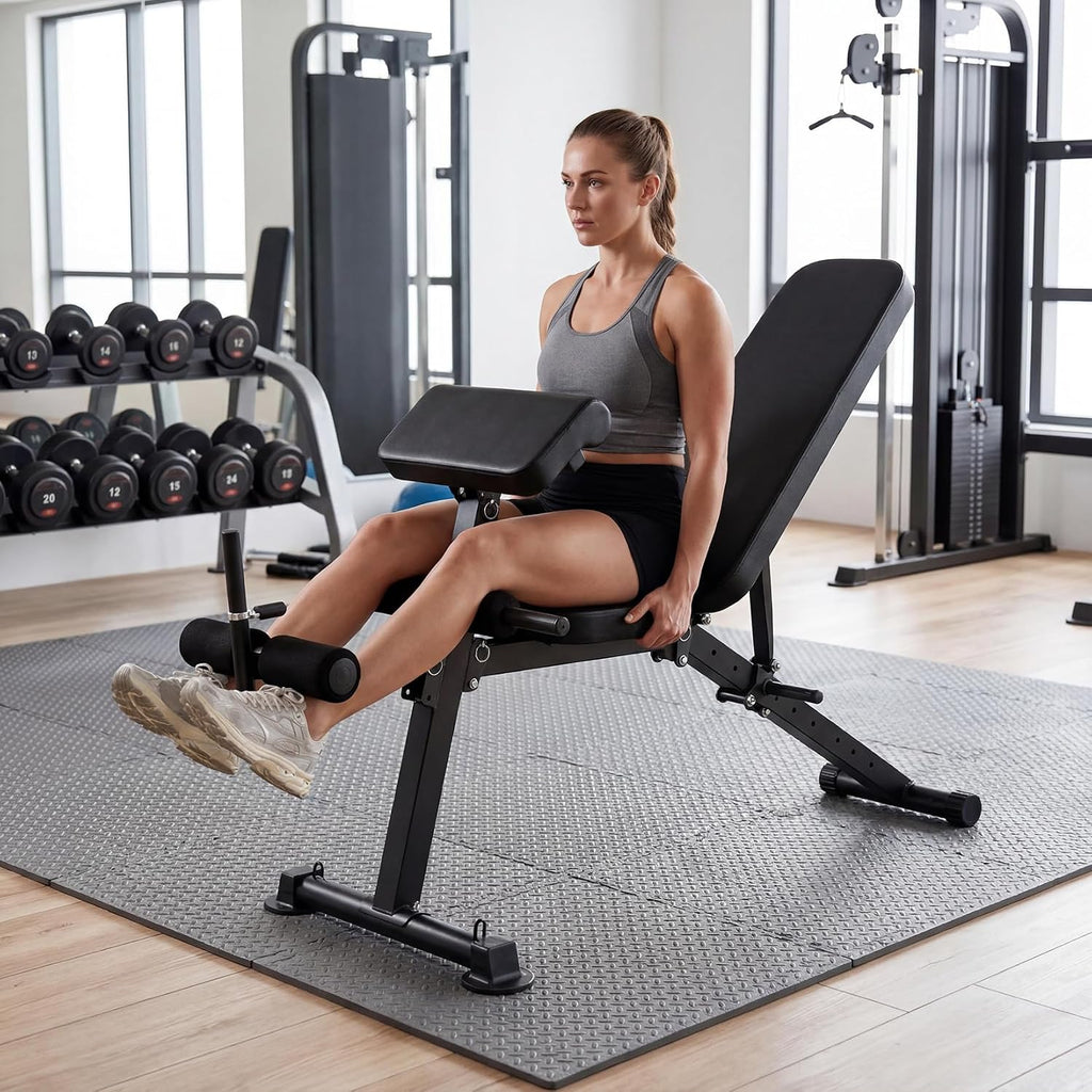 Adjustable Weight Bench, Foldable Flat Incline Decline Workout Bench & All-in-One Home Gym Training Station, Multi-Style & Weight Capacity Optional for Full Body Strength Training