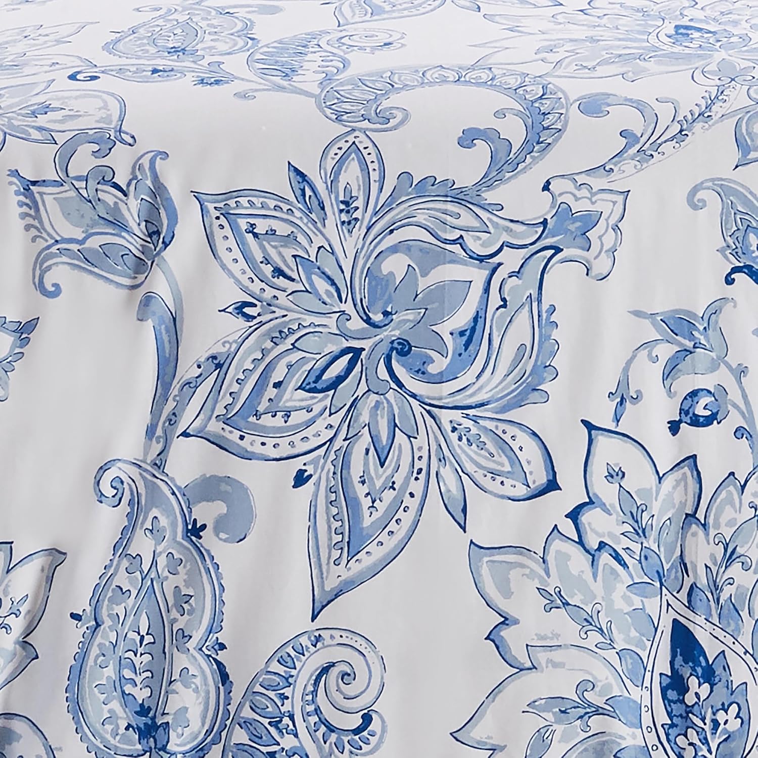 Levtex Home - Bennett Duvet Cover Set - Twin Duvet Cover + One Standard Pillow Case - Floral Paisley - Blue and White - Duvet Cover (68 x 88in.) and Pillow Case (26 x 20in.) - Cotton