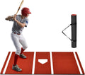 Batting Mat, 6x4/10x3.8/12x6FT Baseball Softball Hitting Mat for Batting Stance Practice, Batters Box Turf Mats with Home Plate, Non-Slip Baseball Cage Mats for Outdoor Indoor with Carry Strap
