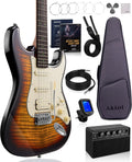 AKLOT Beginner Electric Guitar Kit: 10W Amp, Coil-Split HSS Pickups, Lesson Book, Roasted Maple Neck, Gig Bag, Tuner, Strap, Picks, Stryde Inferno Burst