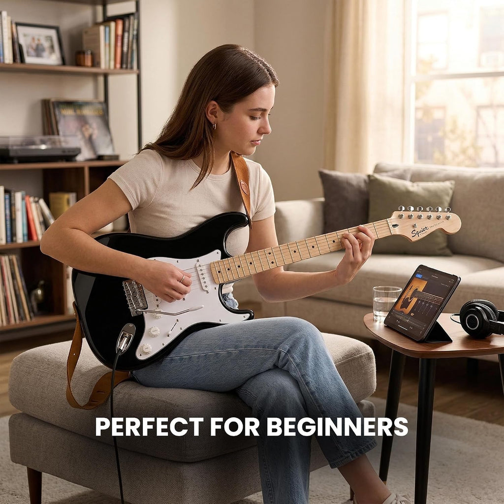 Fender Squier Sonic Stratocaster Pack - Black Bundle with Frontman 10G Amplifier, Gig Bag, Tuner, Strap, Cable, Picks, and Austin Bazaar Instructional DVD