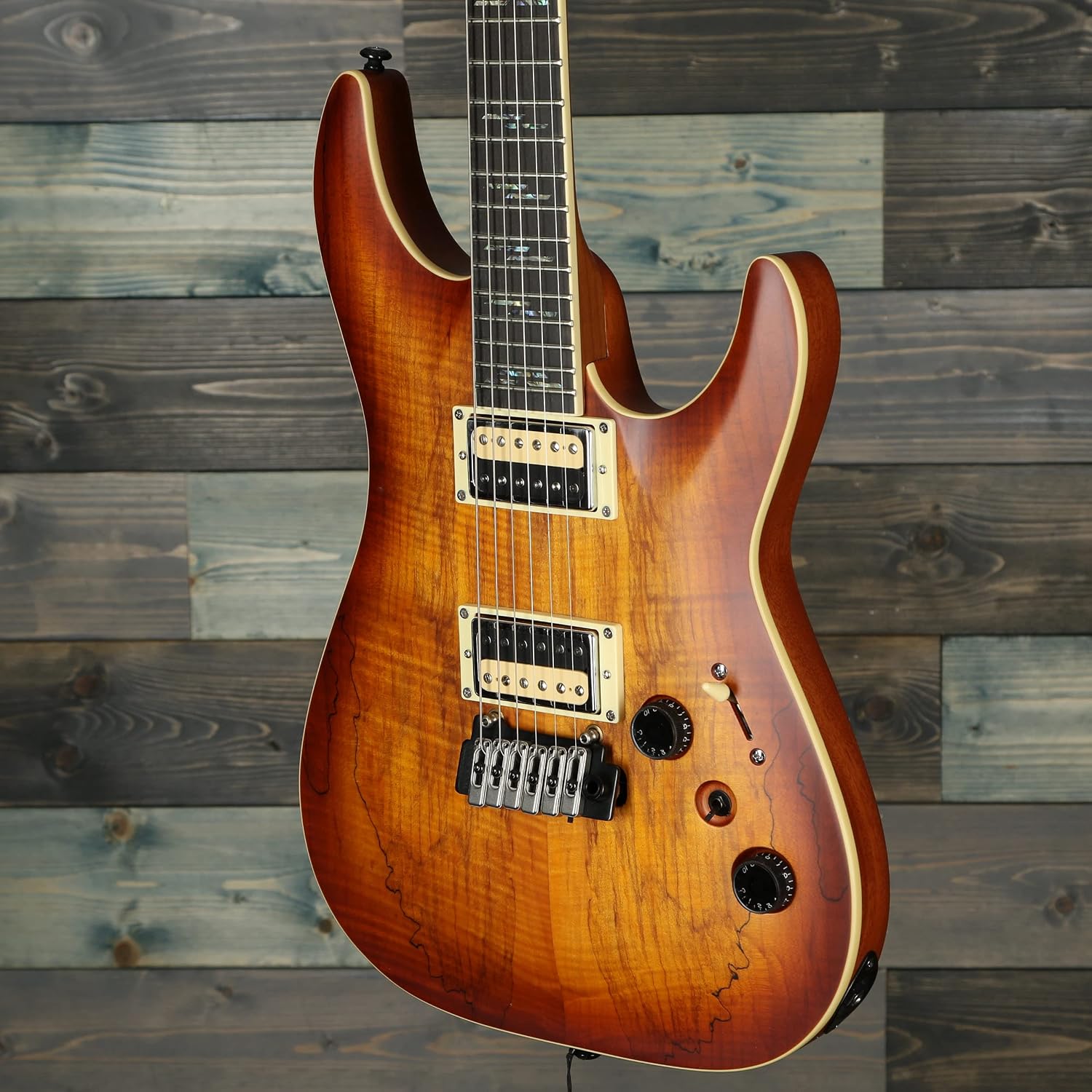 Schecter C-1 Exotic Spalted Maple Electric Guitar - Satin Natural Vintage Burst