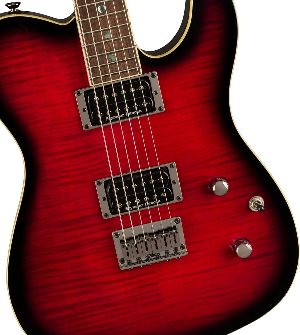 Fender Custom Telecaster FMT HH Electric Guitar, Features Seymour Duncan '59/Pearly Gates Humbuckers with Coil Tap, with 2-Year Warranty, Black Cherry Burst