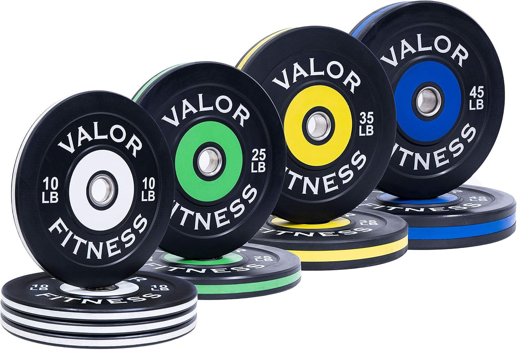 Valor Fitness Olympic Bumper Plate Pro - Weight Plates - Lifting Strength Conditioning Cross Training Workouts – Sold in Singles, Pairs, Sets - Workout Equipment