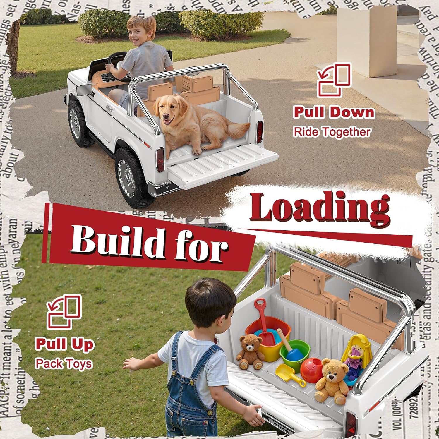 ANPABO Licensed Ford F-150 24V 2 Seater Ride on Car for Kids, 4x100W Motors for All-Terrain Electric Car with Parental Remote, Retro Style, 3-Speeds, Large Storage Box, Music Player, Aged 3-8, White