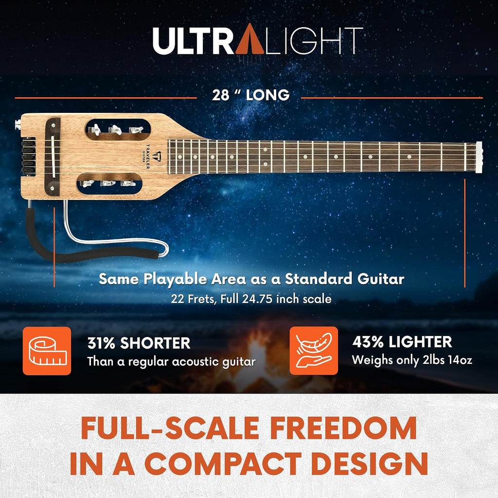 Traveler Guitar Ultra-Light Acoustic Acoustic-Electric Guitar, Mahogany