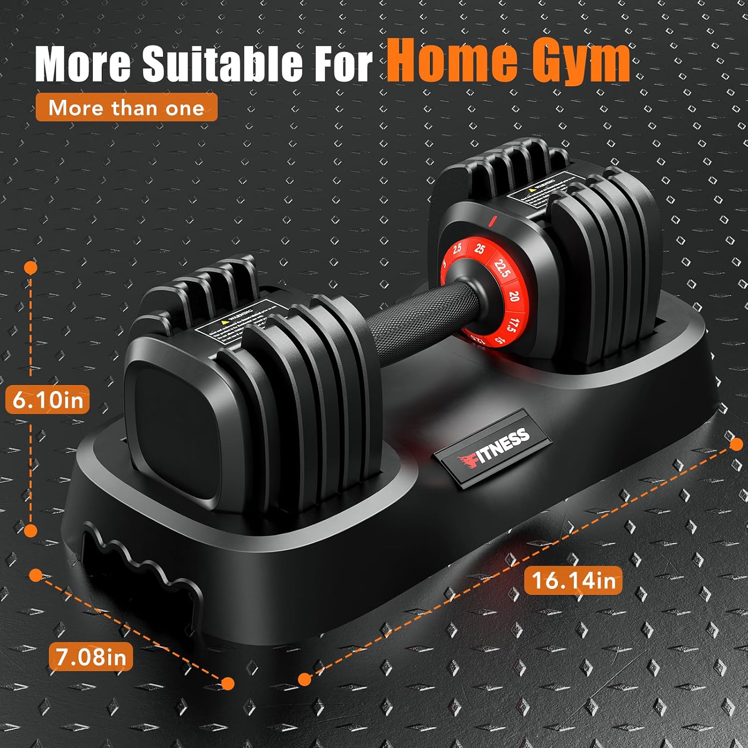 1 pair AD-06 10-speed 25LBS adjustable dumbbells （Black）