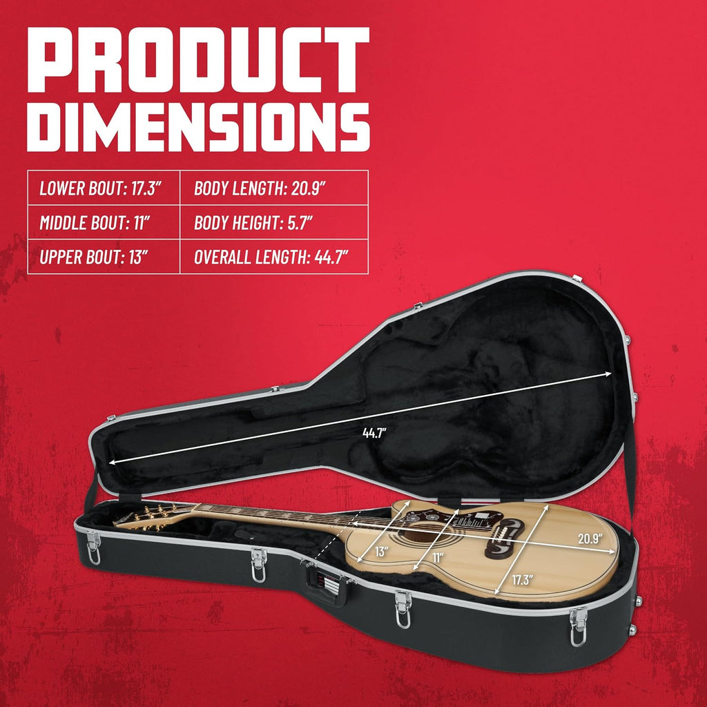 Gator Cases Deluxe ABS Molded Case for Acoustic Guitars, Fits Jumbo Sized Acoustics (GC-JUMBO)