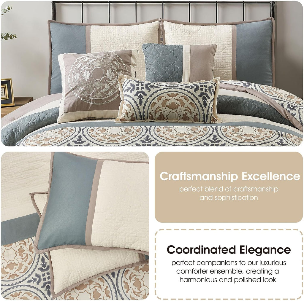 Stratford Park Multi-Color Bed Sets Queen with Comforter, 7 Piece Bedding Sets & Collections, Comforter Set, Matching Pillow Shams & Bedskirt