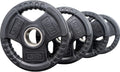 Valor Fitness OP Olympic Weight Plates Coated Rubber Weights w/Weight Plate Set, Barbell Weights w/Grips for Home Gym