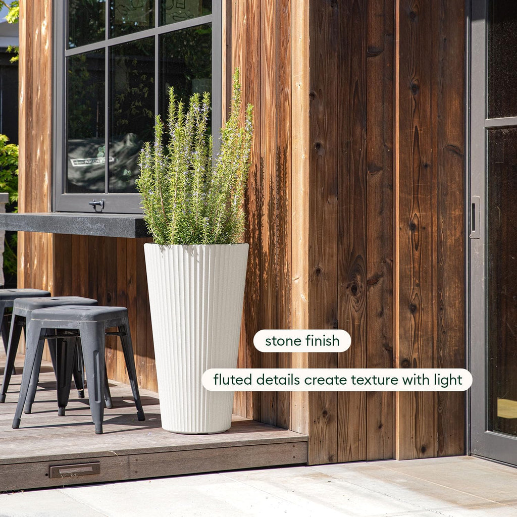 Veradek Demi Series Tall Planter for Porch, Patio, Backyard | Durable Plastic-Stone Composite Material | Modern Décor for Tall Plants, Grasses