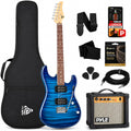 Pyle Electric Guitar Kit with Amp, Full Size Instrument with Humbucker Pickups, Guitarra Electrica Amplifier and Beginner Bundle Accessories, 39' Blue