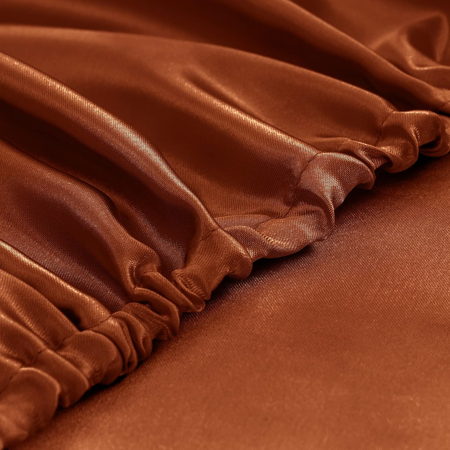 16 Momme 100% Mulberry Silk Bedding Set Full XL Size 4-Piece Luxury (2 Pillowcases, 1 Fitted Sheet, 1 Flat Sheet) - 6A Grade Natural Silk Fits 22-25' Deep Pocket (Solid, Burnt Orange)