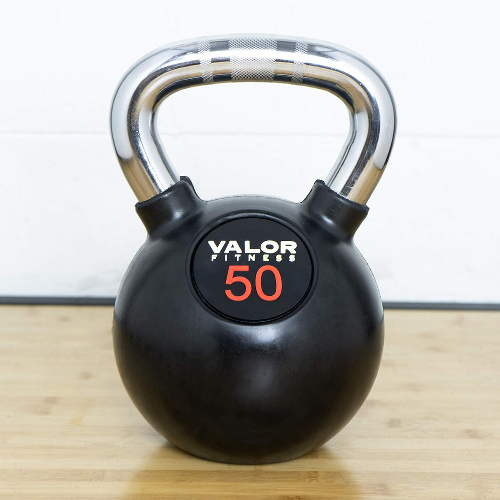 Valor Fitness Chrome Kettle Bell Weights with Knurled Kettlebell Handle Kettlebells for Men & Women
