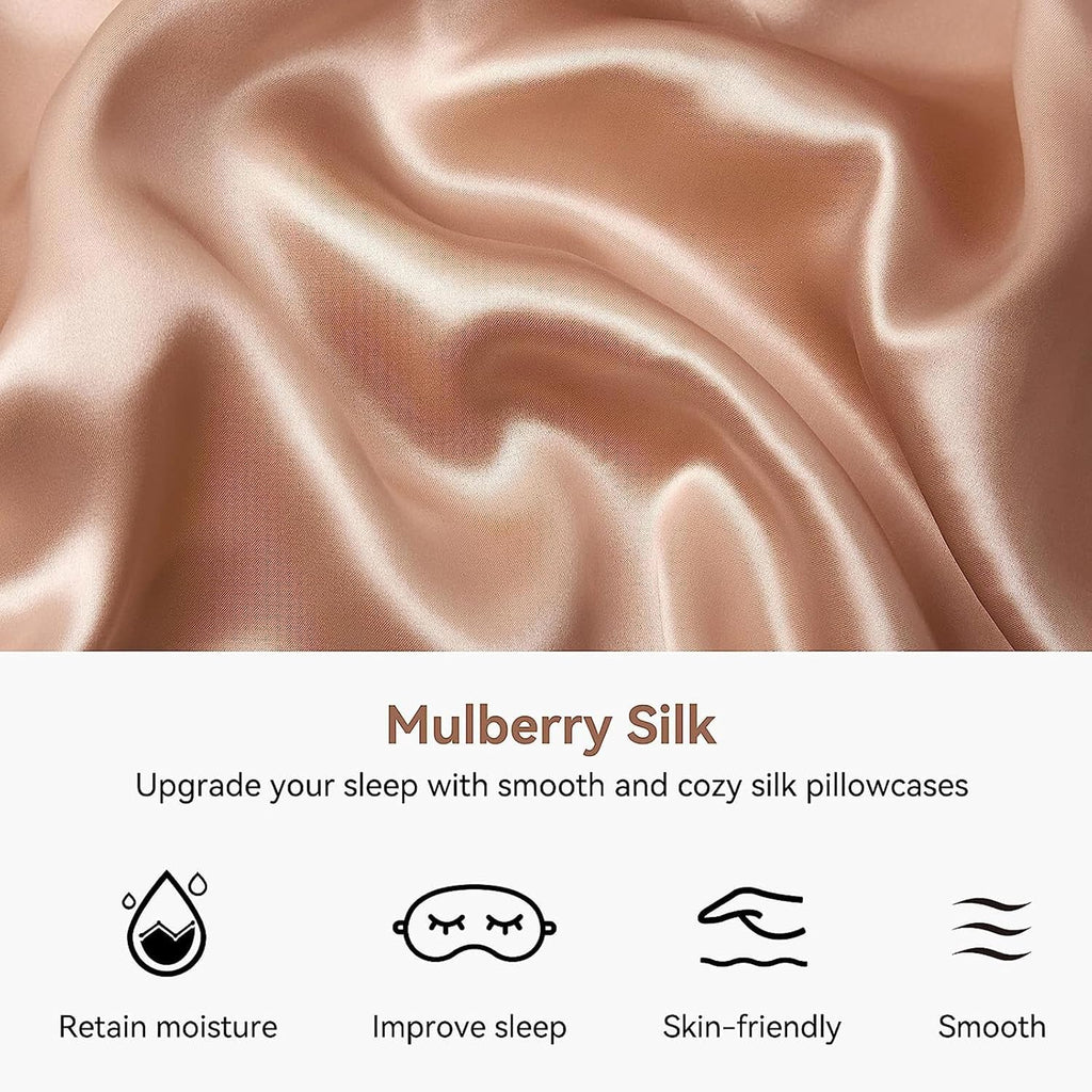 2 Pack Silk Pillowcase, Both Sides 100% Mulberry Silk Pillow Case for Hair & Skin, Pure Natural Satin Pillow Cases with Hidden Zipper, Soft,Cozy and Breathable Silk Pillow Cover,20''×30'',Silv