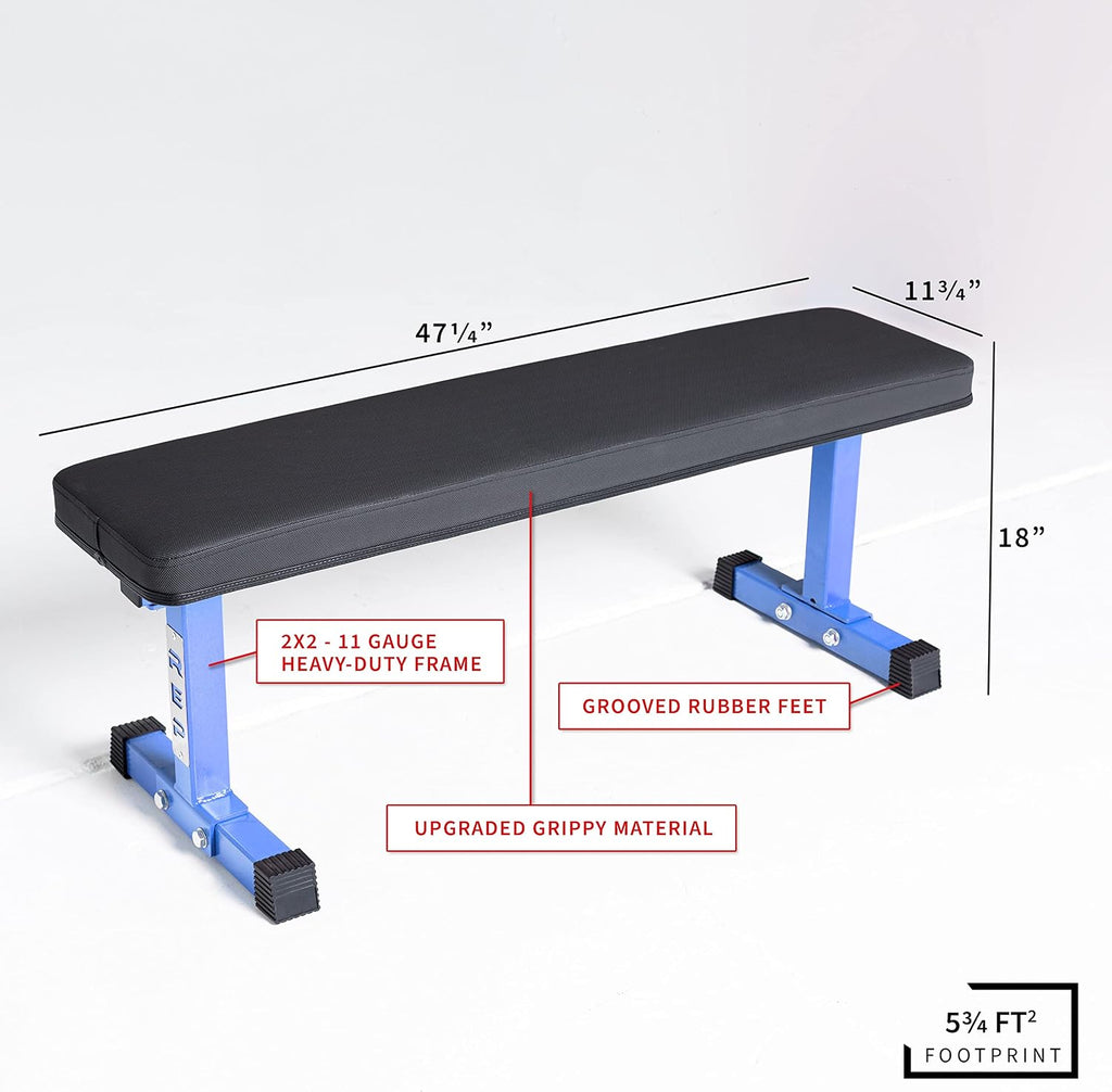REP Fitness Flat Weight Bench, Heavy Duty Workout Bench For Home Gym, Folding Fitness Equipment For Strength Training, Adjustable Utility Platform For Dumbbells, Barbell, Lifting And Core Exercises