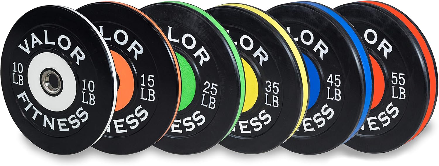 Valor Fitness Olympic Bumper Plate Pro - Weight Plates - Lifting Strength Conditioning Cross Training Workouts – Sold in Singles, Pairs, Sets - Workout Equipment