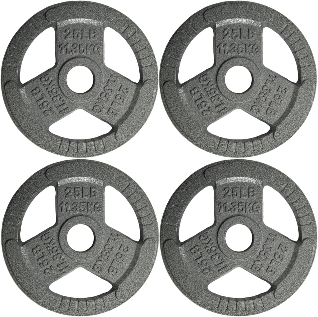 Yes4All Tri-Grip Handles Cast Iron Olympic Weight Plates, 2-Inch Weight Plates for Weight Lifting with Smooth and Durable Finish, Suitable for Strength Training Exercises (Single, Pair and Set)