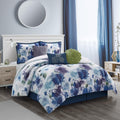 Stratford Park Colorful 7 Piece Comforter Set, Blue/Purple, Bed Size Queen, Wonderful, Matching Bedskirt, Pillows & Shams