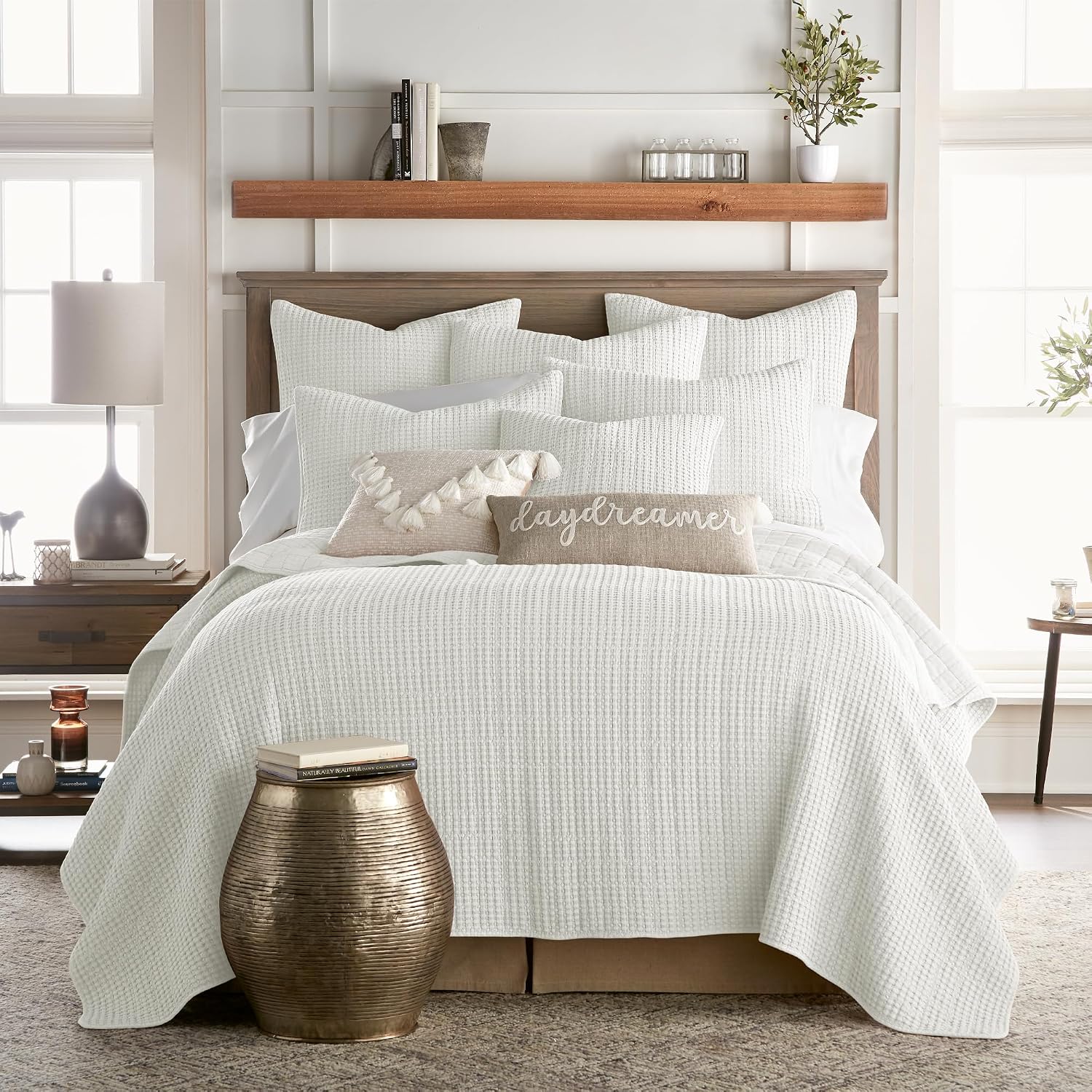 Levtex Home - Mills Waffle - Twin Quilt Set - Cream Cotton Waffle - Quilt Size (68 x 86in.), Sham Size (26 x 20in.)