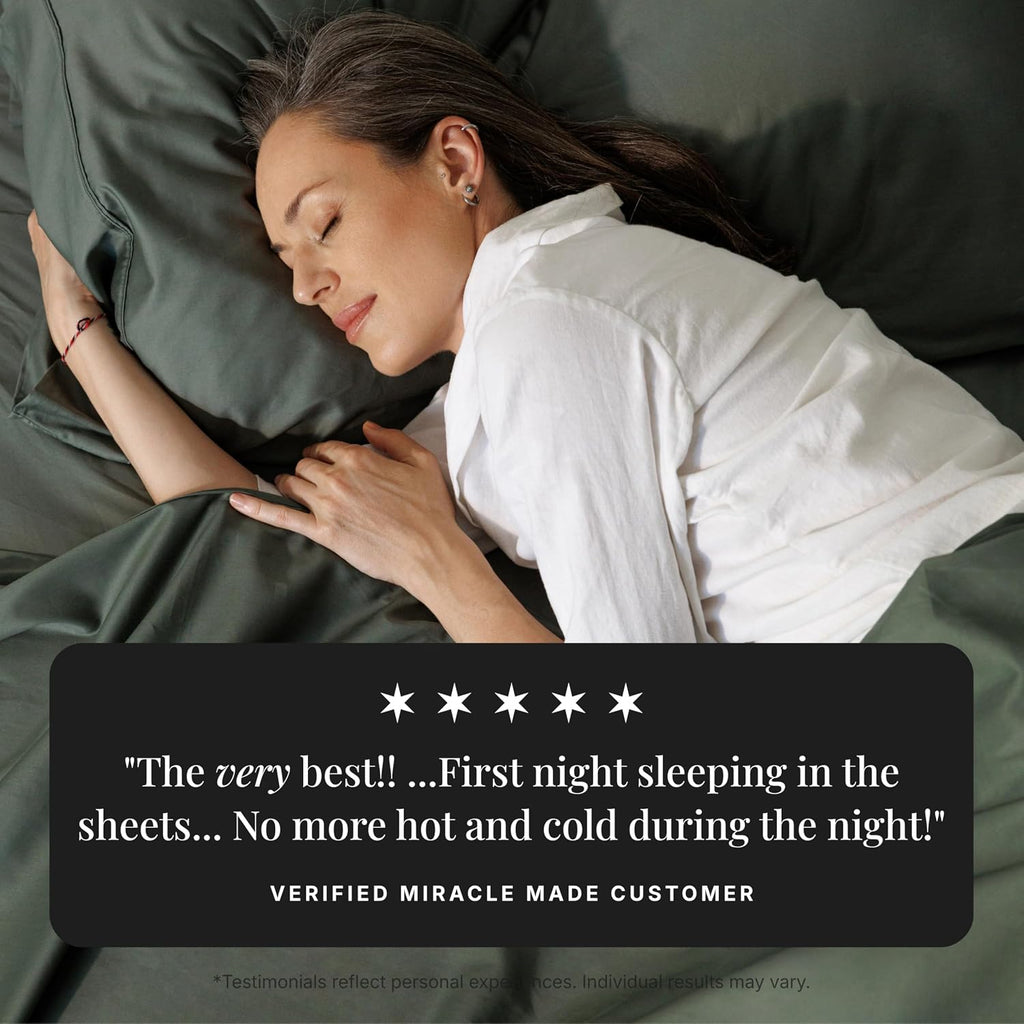 Miracle Made Extra Luxe Soft Cooling Bed Sheet Set, 4-piece Silver-Infused Cotton Fabric – Lightweight, Hypoallergenic Bedding for Hot Sleepers, King Size, Sage Green