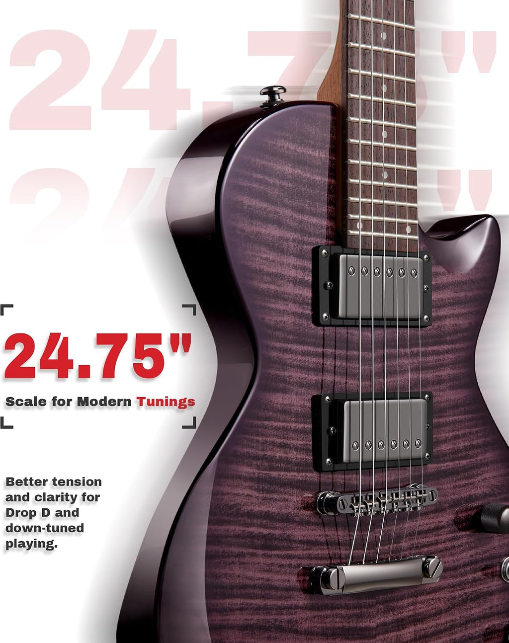 AKLOT 24-Fret Electric Guitar Kit, 40 inch Single Cut (LP Style), Modern Playability Coil-Split Humbucker Pickups, 18:1 Tuning Pegs,W/Guitar Accessories Gig Bag,Cable,Strap,Picks,Strings,Tuner,Book