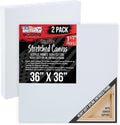 U.S. Art Supply Rectangle Stretched Canvas for Painting 36x36 inch Gallery Depth 1-1/2' Thick, 2-Pack - 17oz Acrylic Gesso Triple Primed, Professional Artist Quality, 100% Cotton - Oil, Pouring Paint