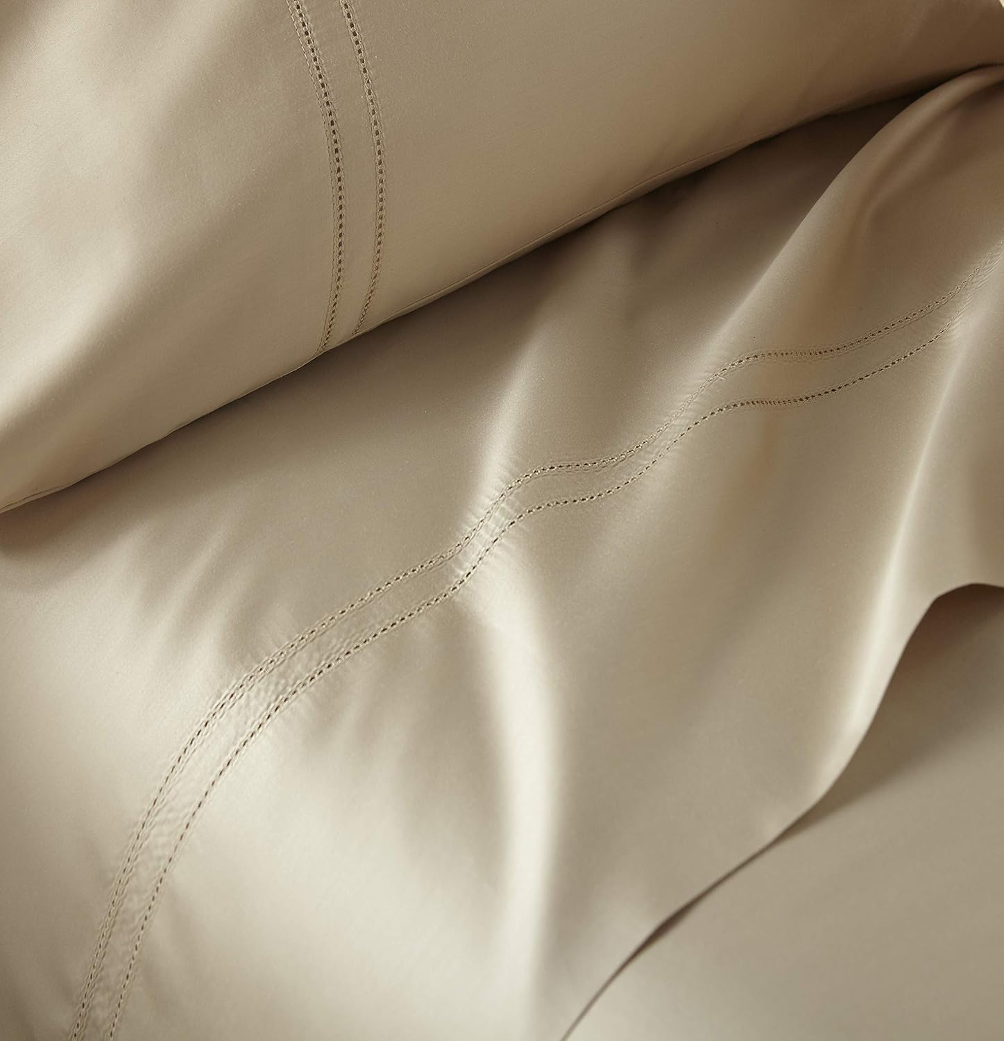Pure Parima Yalda Sheet Set – 100% Certified Egyptian Cotton, Double-Hem Stitch, Full, Tan