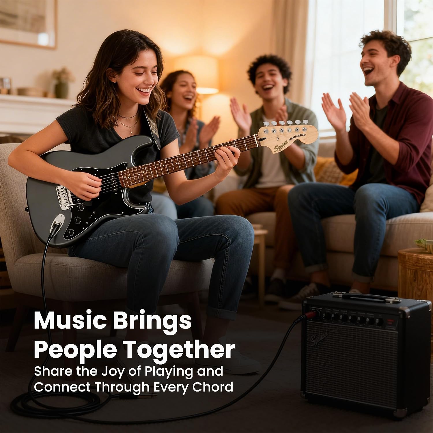 Fender Squier Affinity Stratocaster HSS Pack - Charcoal Frost Metallic Bundle with Frontman 10G Amplifier, Cable, Gig Bag, Tuner, Strap, Picks, and Austin Bazaar Instructional DVD