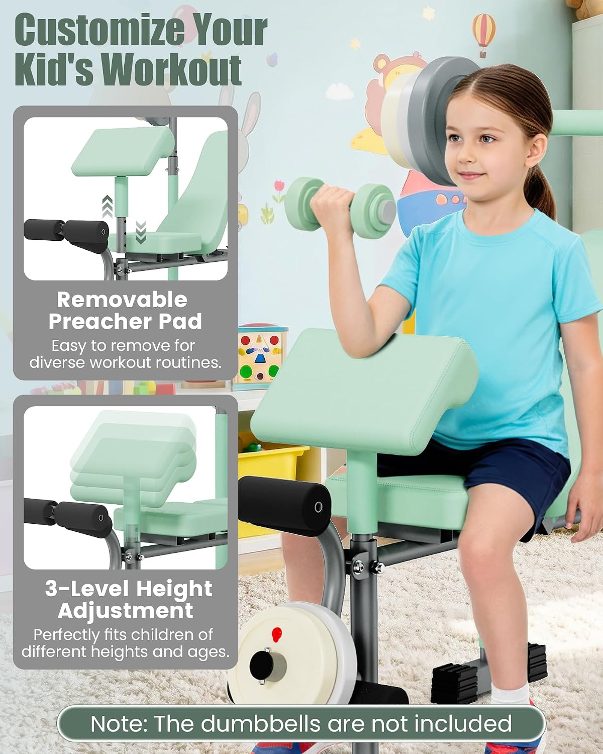 Kids Workout Equipment, Adjustable Weight Set, Kids Exercise Equipment for Home Gym Fitness & Exercise, Workout Fitness Set for Home Gym