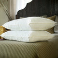 Silk Bedding Direct. Pair of Silk-Filled Pillows. Top Grade Long-Strand Mulberry Silk Wrapped Around a Microfiber Inner Core for Perfect Support. Queen Size, 30' x 20'. Rest Your Dreams on Mulberry Si