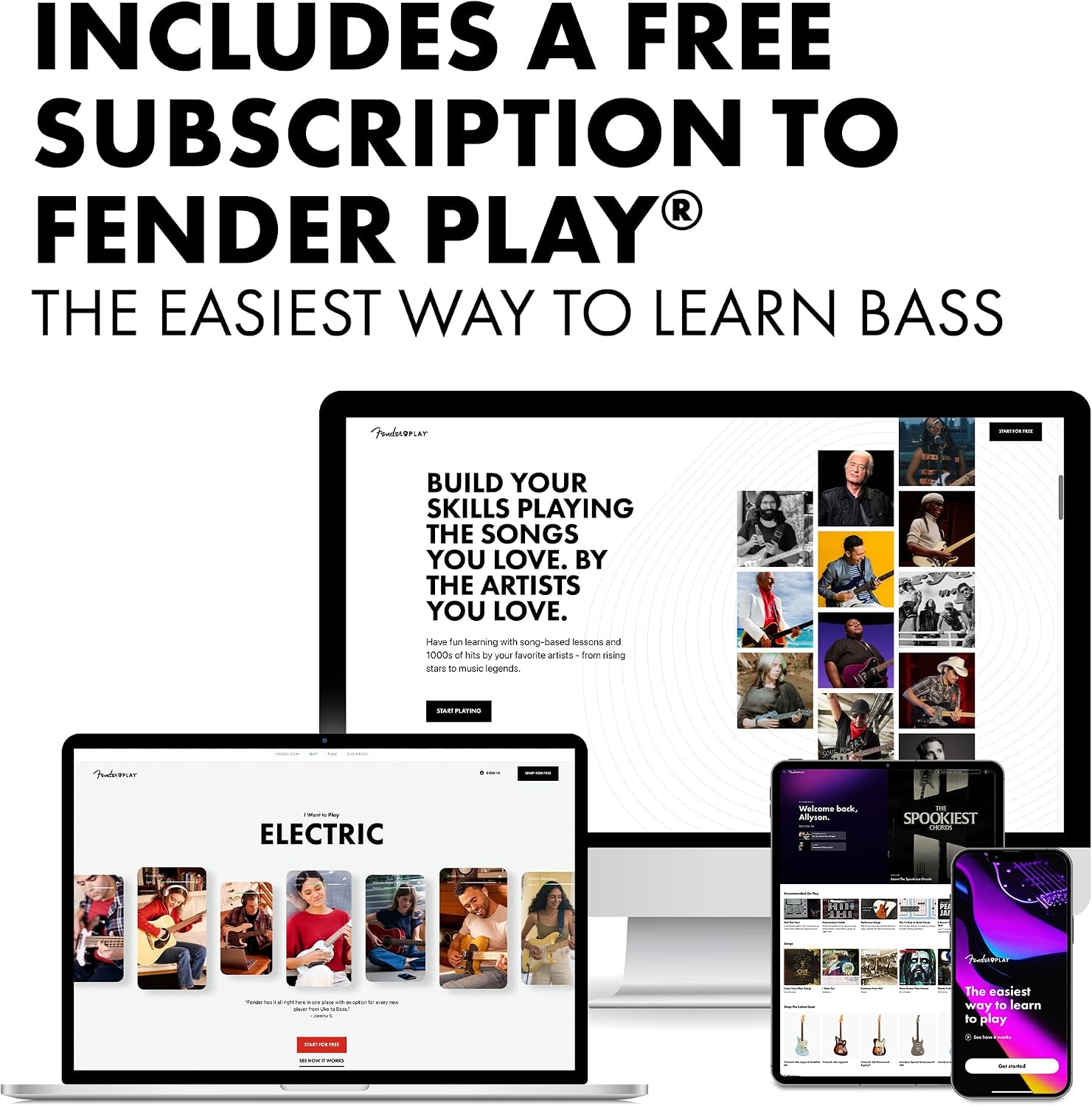 Fender Squier Debut Series Precision Bass Guitar, Beginner Guitar, with 2-Year Warranty, Includes Free Lessons, Dakota Red with Matte Finish