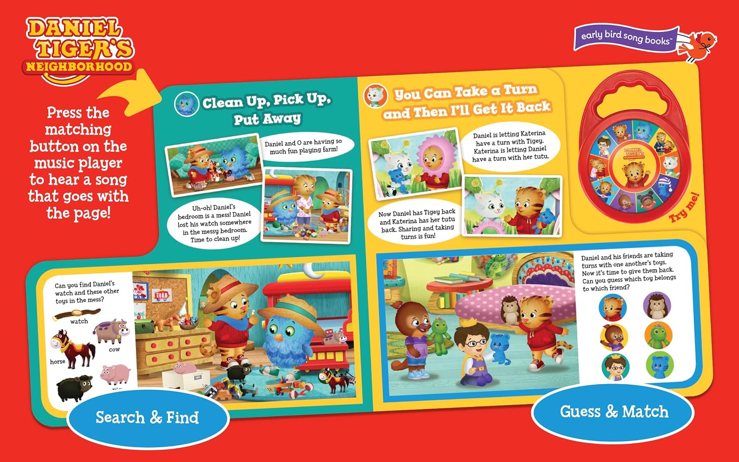Daniel Tiger It's A Beautiful Day to Play - Children's Deluxe Music Player Board Book: Includes Detachable Toy Portable Musical Sound Machine