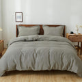 Simple&Opulence 100% Linen Duvet Cover Set, 3 PCS Natural French Flax Dove Grey Duvet Cover Queen Size, Breathable Soft Comfy Linen Bedding Comforter Cover with 2 Pillowcases(Dove Grey, 88'x92')