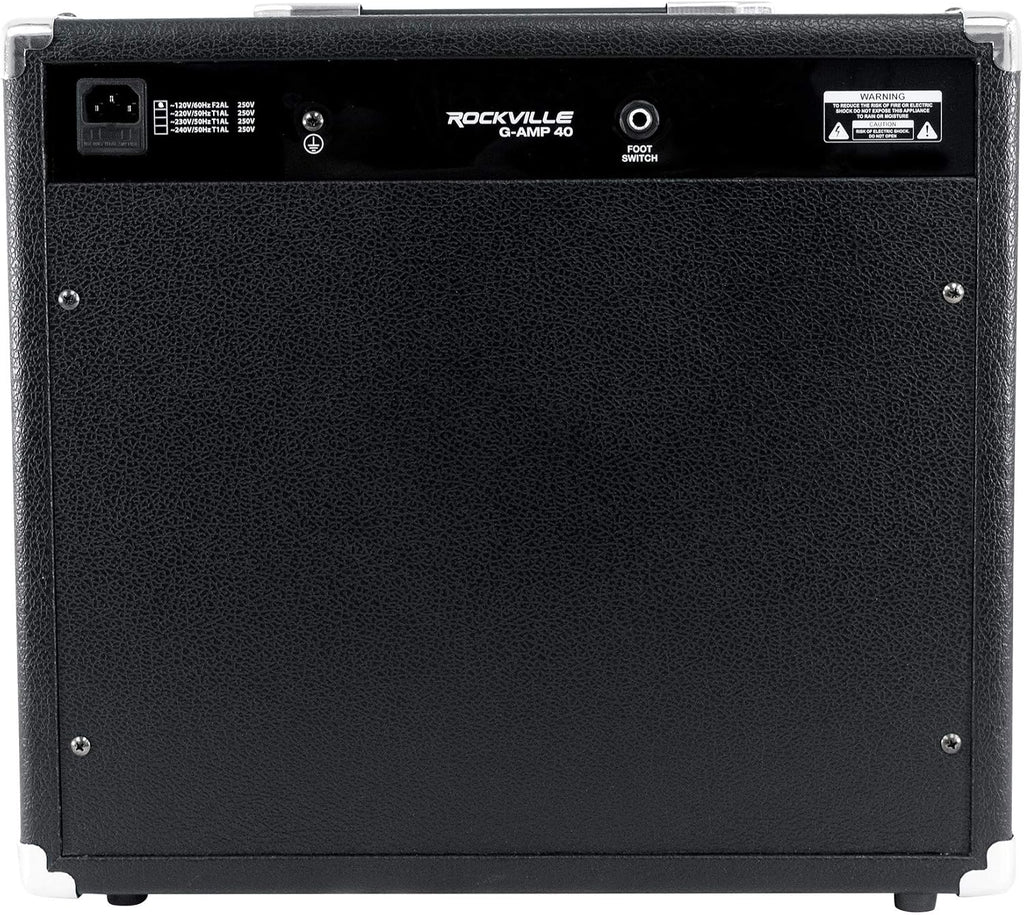 Rockville G-AMP 40 40W Guitar Combo Amplifier, Bluetooth, Mic Input with Echo, USB/SD Playback, Footswitch, Built-in Effects, Portable for Practice and Performance
