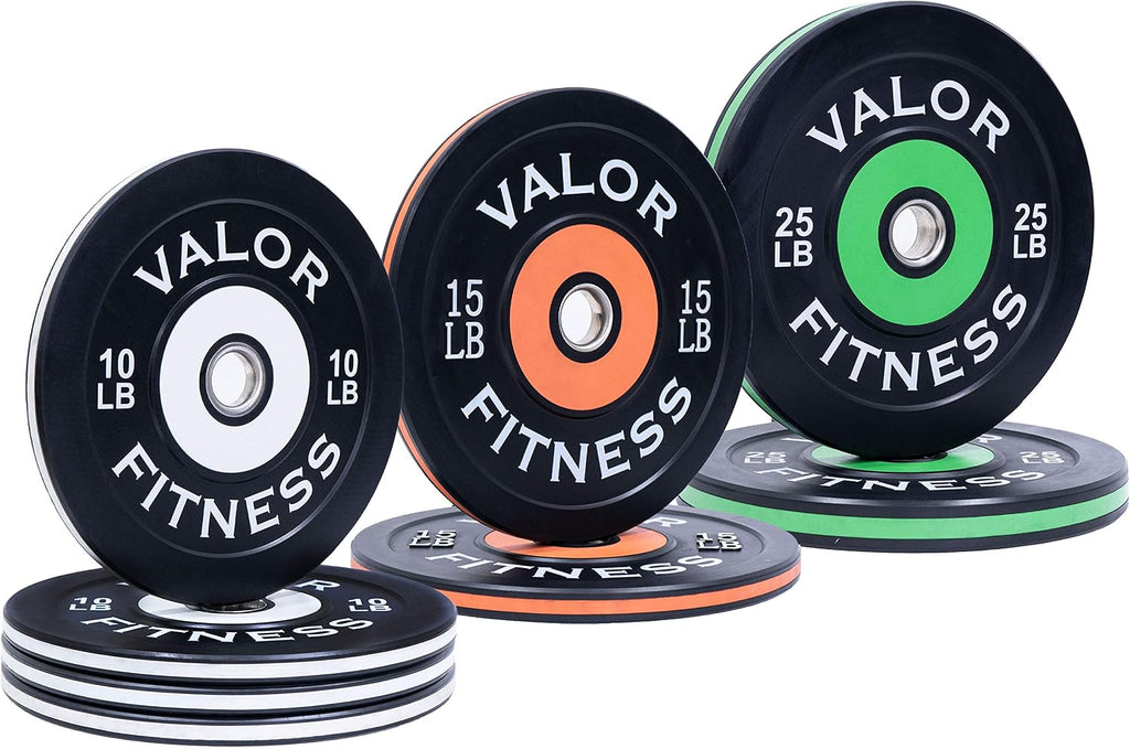 Valor Fitness Olympic Bumper Plate Pro - Weight Plates - Lifting Strength Conditioning Cross Training Workouts – Sold in Singles, Pairs, Sets - Workout Equipment