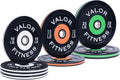 Valor Fitness Olympic Bumper Plate Pro - Weight Plates - Lifting Strength Conditioning Cross Training Workouts – Sold in Singles, Pairs, Sets - Workout Equipment