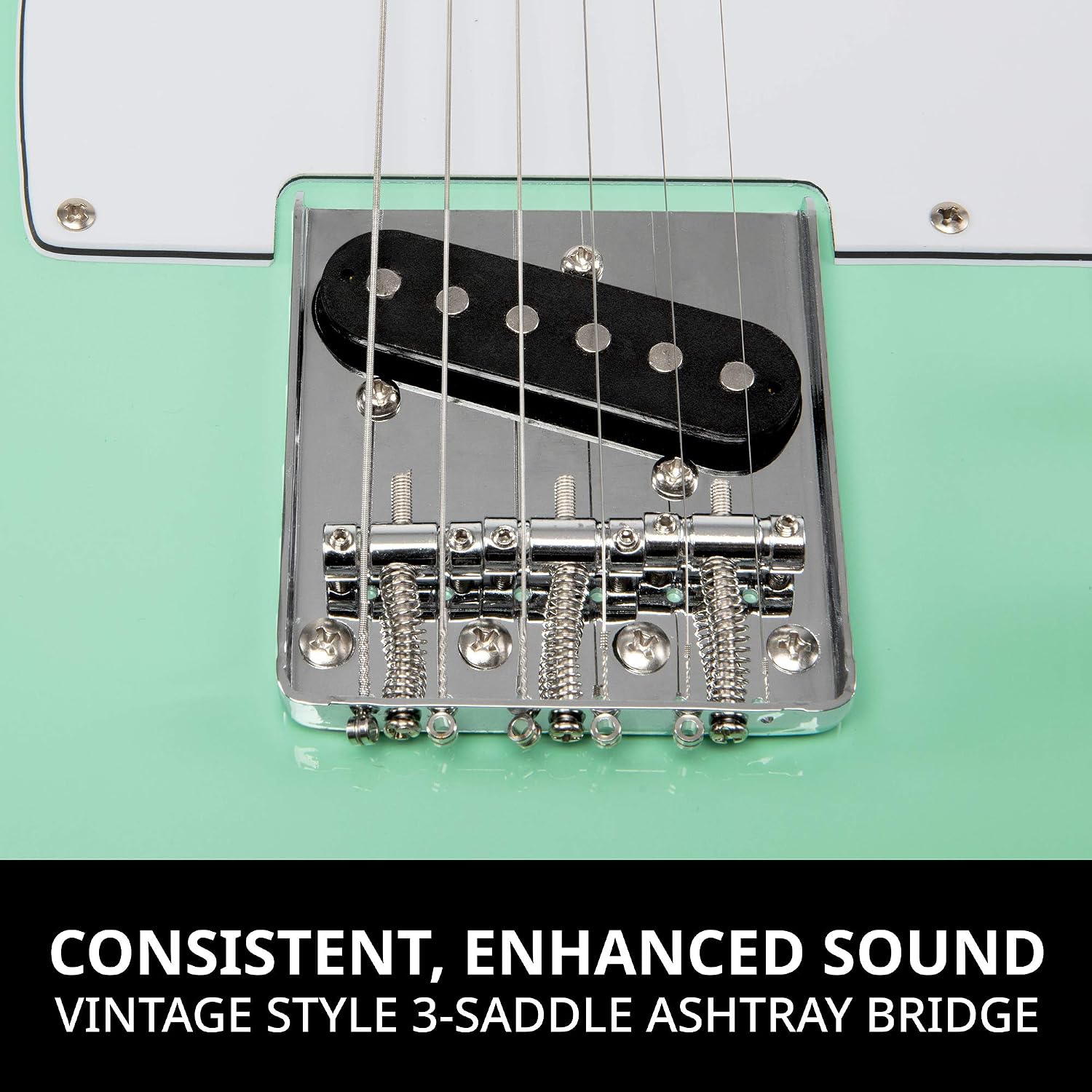 LyxPro 39' Electric Guitar TL Series, Full-Size Paulownia Wood Body, 3-Ply Pickguard, C-Shape Neck, Ashtray Bridge, Quality Gear Tuners, 3-Way Switch & Volume/Tone Controls, 2 Picks Included, Green