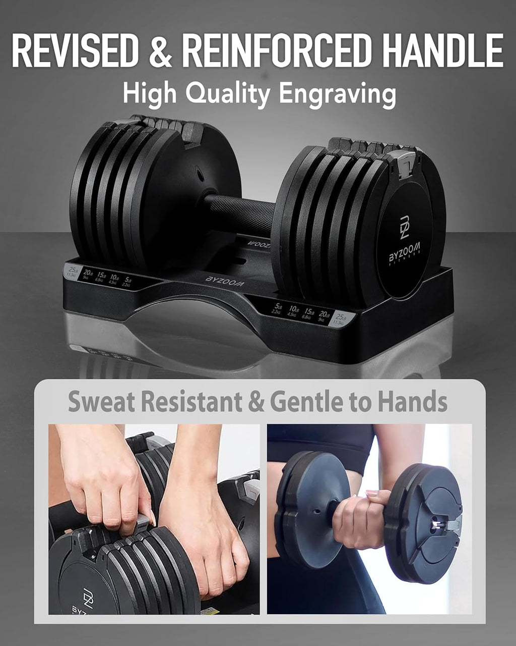 BYZOOM FITNESS Pure Series Adjustable Dumbbell 25LB Set of 2 + Adjustabel Bench Bundle Set for Home Gym