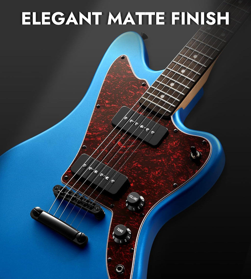 Tostar Electric Guitar: P90 Pickups, TOM Bridge & Smoked Matte Finish, 3-Way Switch, 39' Solid Body Electric Guitar for Intermediate Players, Guitarra Eléctrica Kit, Musical Birthday Gifts, Blue