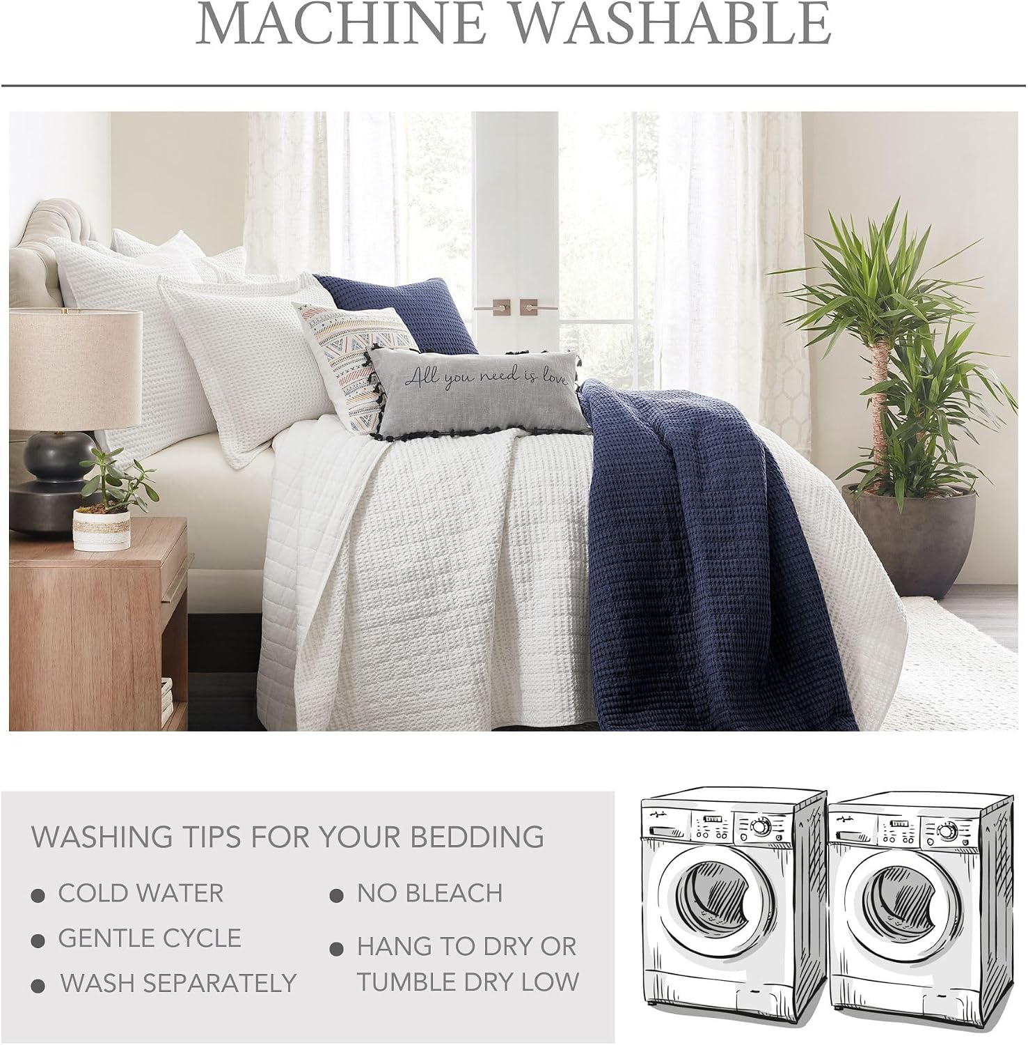 Levtex Home Mills Waffle Twin Bedspread Set (84x104in) with 1 Pillow Sham (26x20in) - Adobe - 100% Cotton Twin Size Bedspread Set - Lightweight, Soft, Pre-Washed