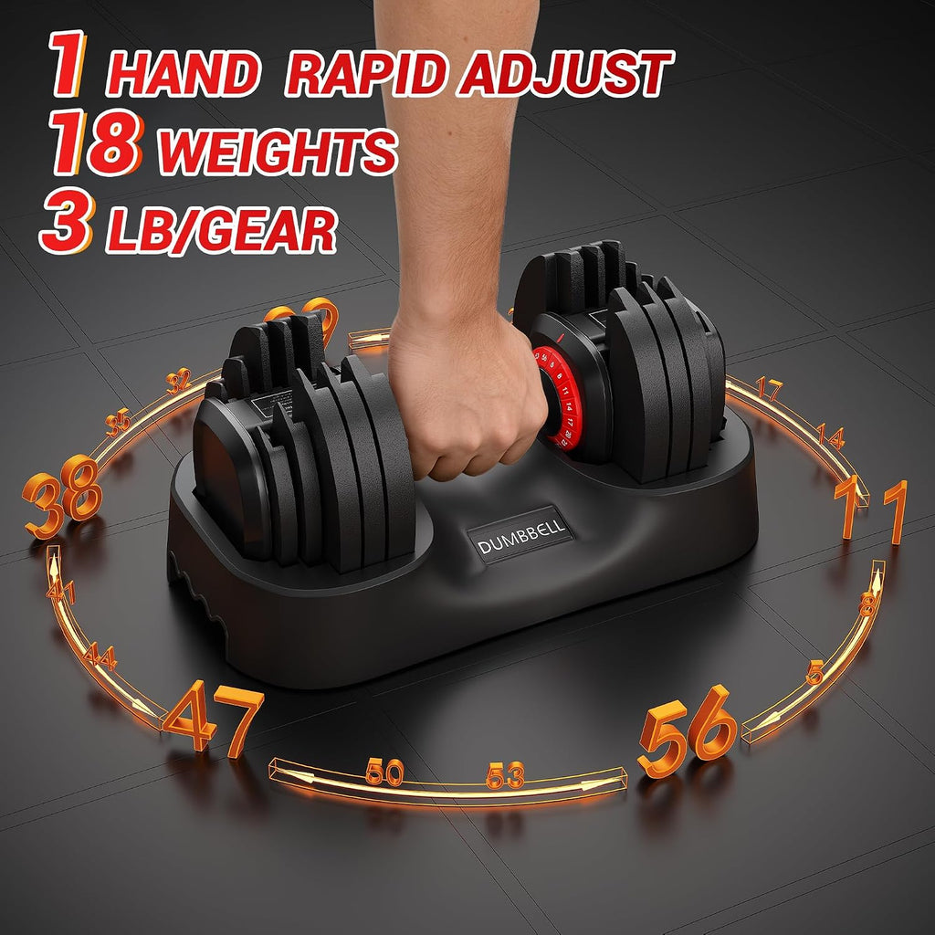 Updated Adjustable Dumbbells Set (25 LB/50 LB/56 LB/112LB), Weights Dumbbell Set with Anti-slip Grip & Storage Solution, Compact Free Weights for Home Gym, Strength Training for Men & Women