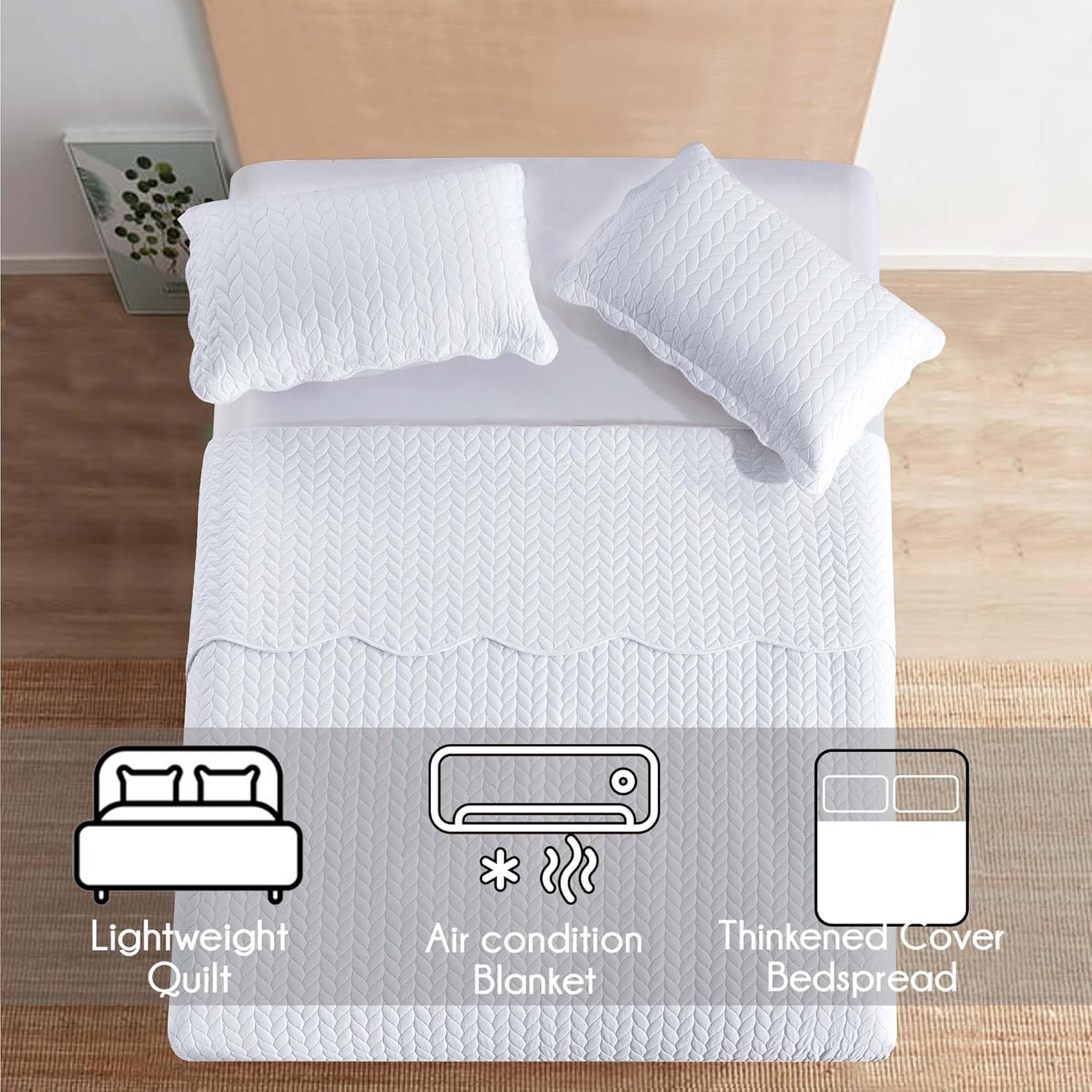 IR Imperial Rooms Queen Quilt Bedding Set (90' x 96') - Bulk Pack of 10 Wholesale for Hotels, Guest Bedroom & Airbnbs - Lightweight Microfiber Reversible Embossed Quilts Bedspreads (White)
