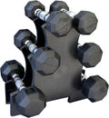 Ader Black Octagon Rubber Dumbbell Set with Rack