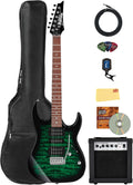Ibanez GRX70QA RG Gio Electric Guitar - Transparent Emerald Burst Bundle with Amplifer, Gig Bag, Tuner, Instrument Cable, Picks, Austin Bazaar Instructional DVD, and Polishing Cloth