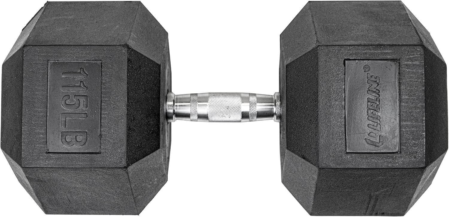 Lifeline Fitness Hex Dumbbells, Rubber Wrapped Hex Dumbbells, Premium Quality, Ergonomic Knurled Handle, Dumb Bells for Exercise, Home Gym Exercise Weights