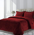Velvet Comforter Set King 3 Piece (Comforter + 2 Pillowcases) Burgundy 600 GSM